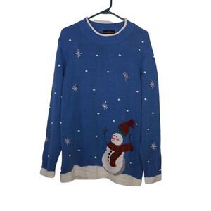 Cinnamon & Cinder Blue Winter Holiday Knit Sweater, XL